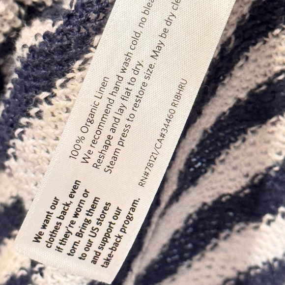 Eileen Fisher Summer Sweater, Blue & White Striped, Size XL - Picture 10 of 10